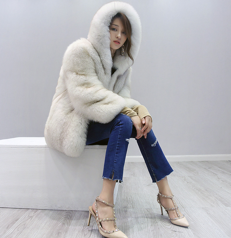 Hooded Fox Fur Coat 329-4