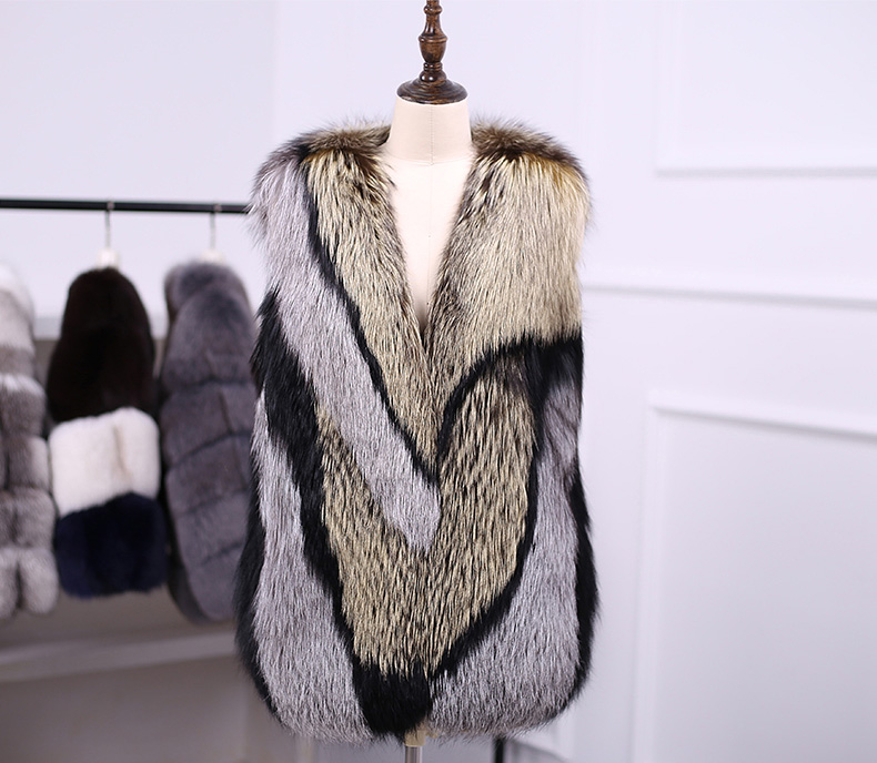 Multicolored Silver Fox Fur Vest 333-4