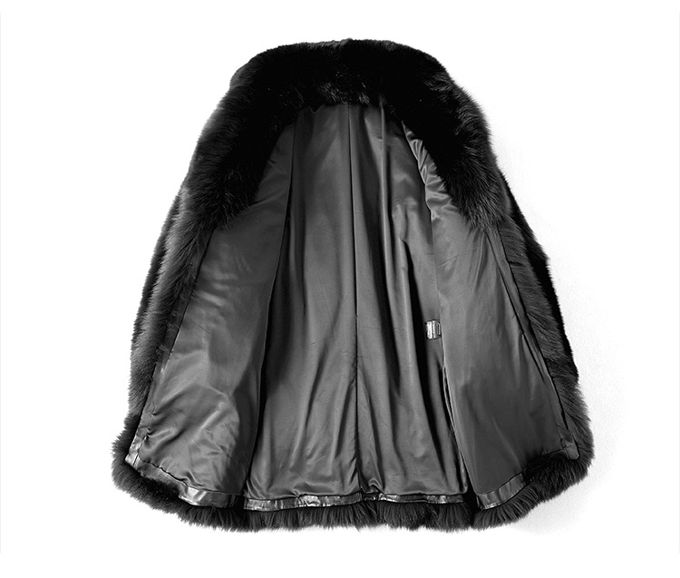 Men's Fox Fur Black Long Coat 382-1