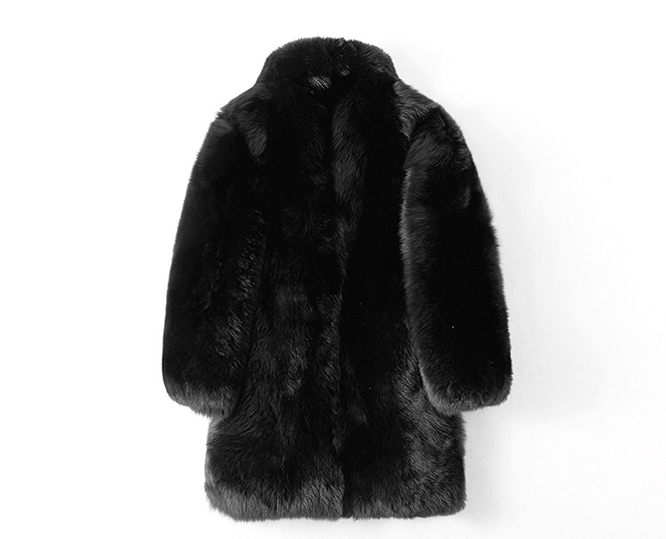 Men's Fox Fur Black Long Coat 382-1