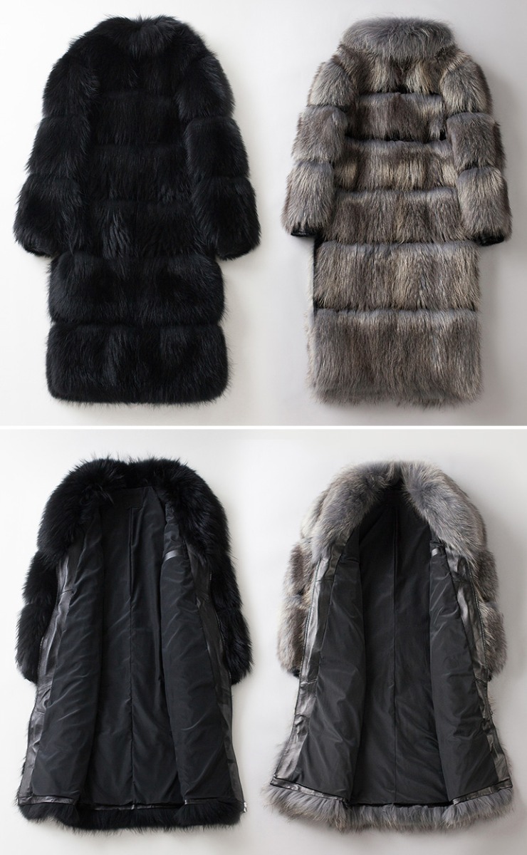 Men's Raccoon Fur Long Coat 399-2