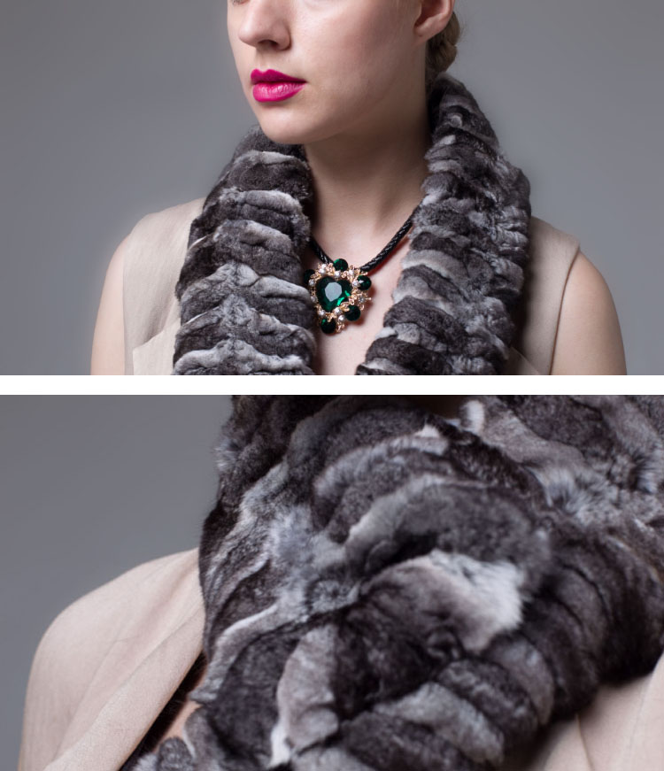 Chinchilla Fur Scarf, Collar 674 Deatails 2