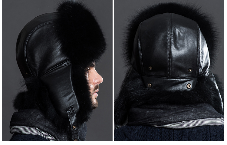 Men's Fox Fur Trapper Hat 872 Details 2