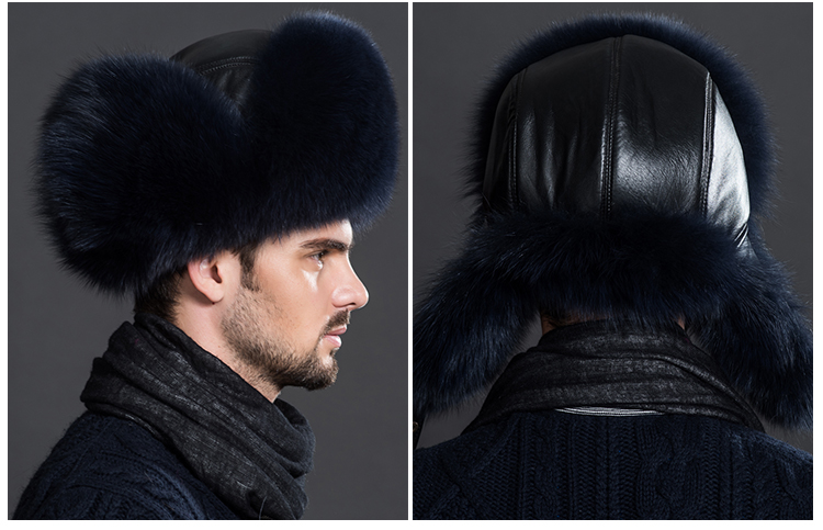 Men's Fox Fur Trapper Hat 872 Details 3