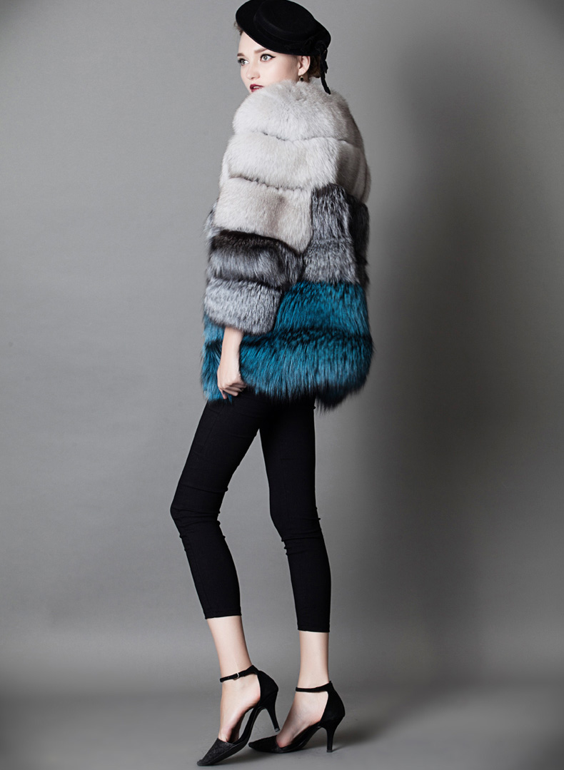 Multicolored Fox Fur Jacket 919 Details 3