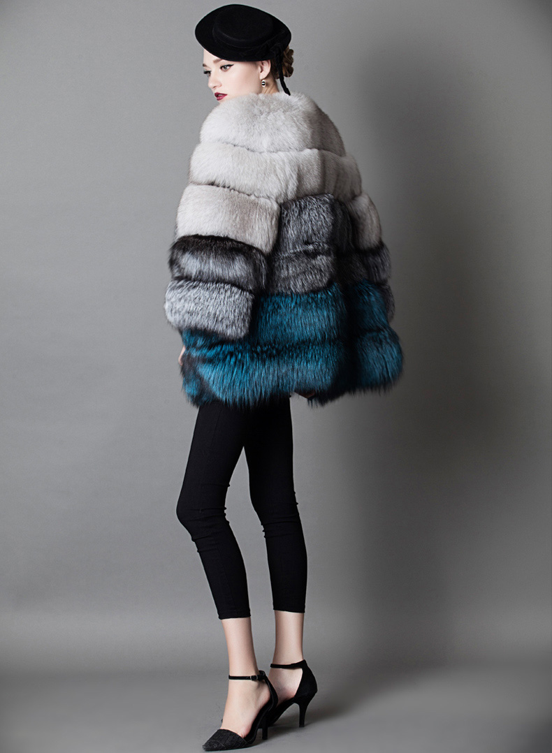 Multicolored Fox Fur Jacket 919 Details 4