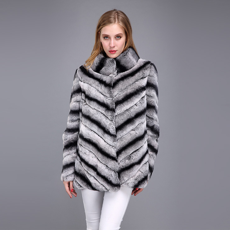 Rex Rabbit Fur Coat with Chinchilla Look 951 Details 1