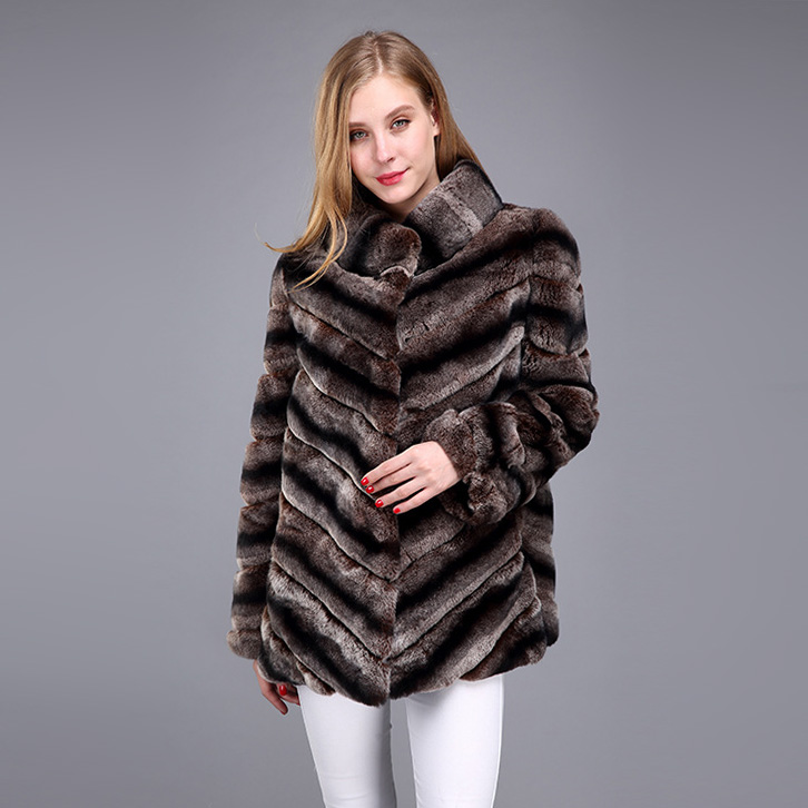 Rex Rabbit Fur Coat with Chinchilla Look 951 Details 10