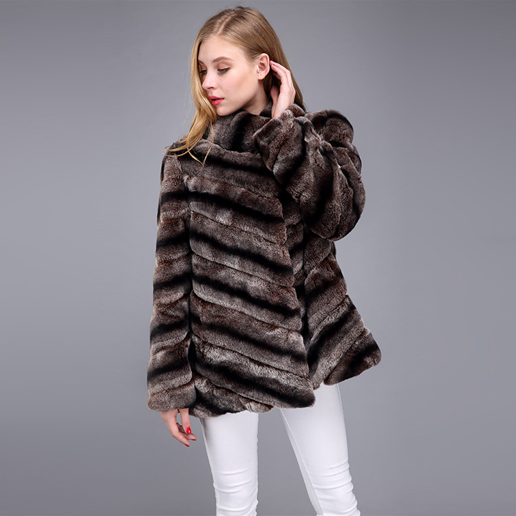 Rex Rabbit Fur Coat with Chinchilla Look 951 Details 11
