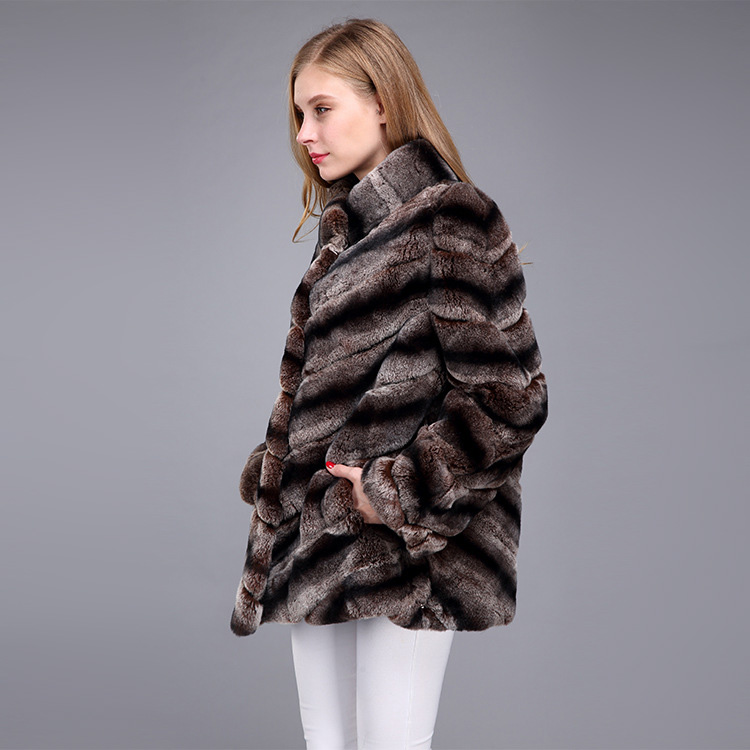 Rex Rabbit Fur Coat with Chinchilla Look 951 Details 12