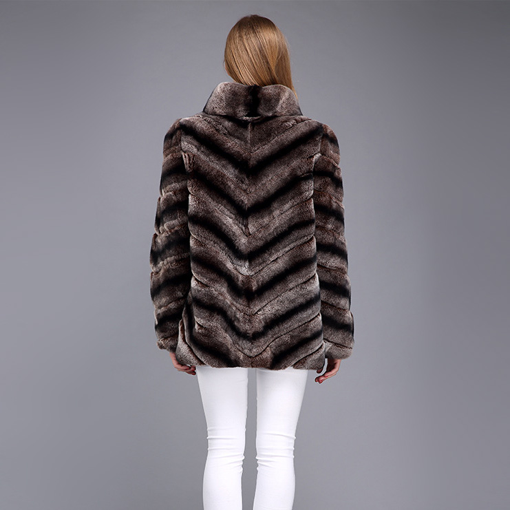 Rex Rabbit Fur Coat with Chinchilla Look 951 Details 13