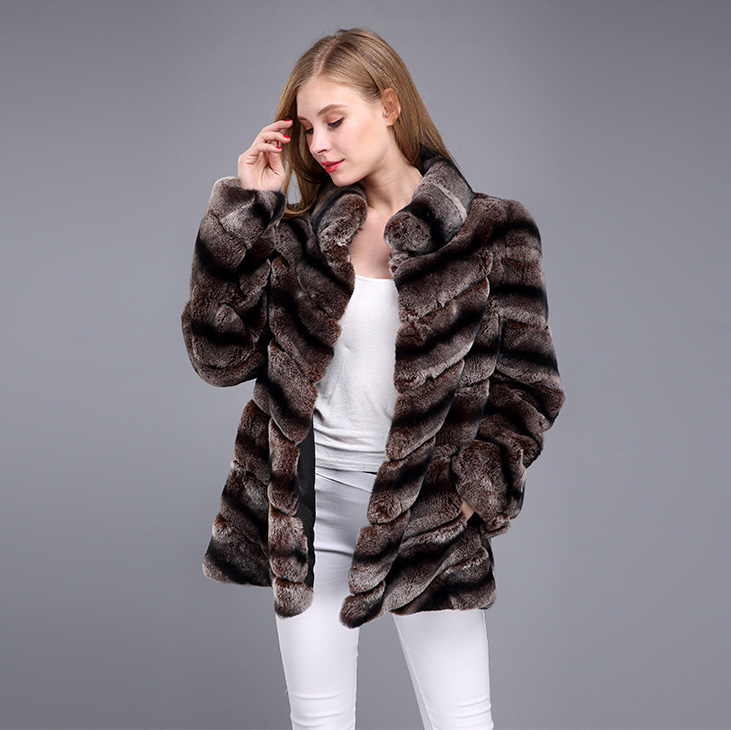 Rex Rabbit Fur Coat with Chinchilla Look 951 Details 15