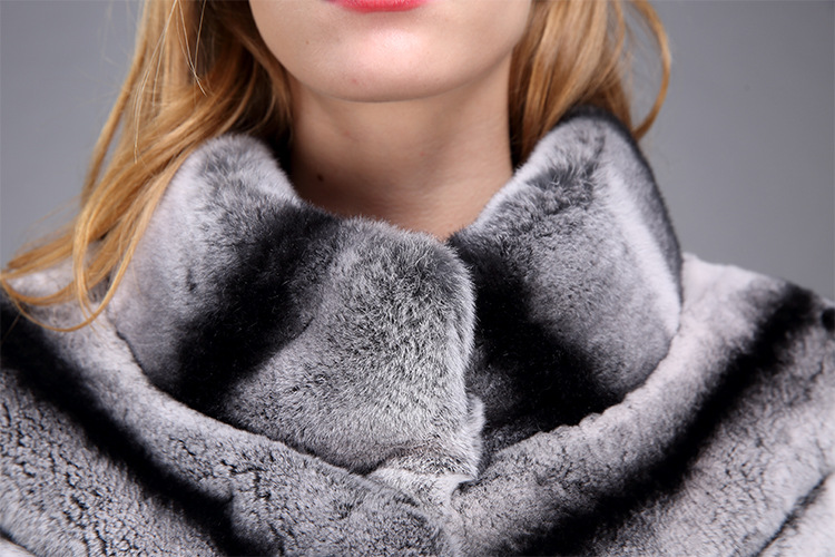 Rex Rabbit Fur Coat with Chinchilla Look 951 Details 16