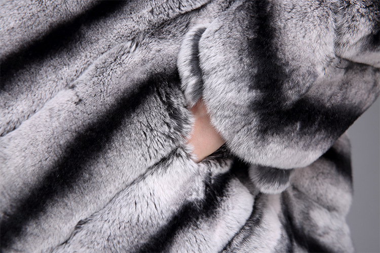 Rex Rabbit Fur Coat with Chinchilla Look 951 Details 17