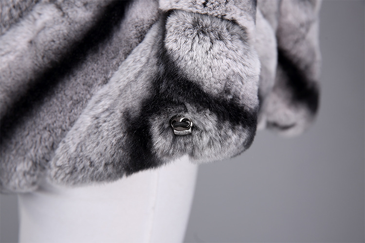 Rex Rabbit Fur Coat with Chinchilla Look 951 Details 20