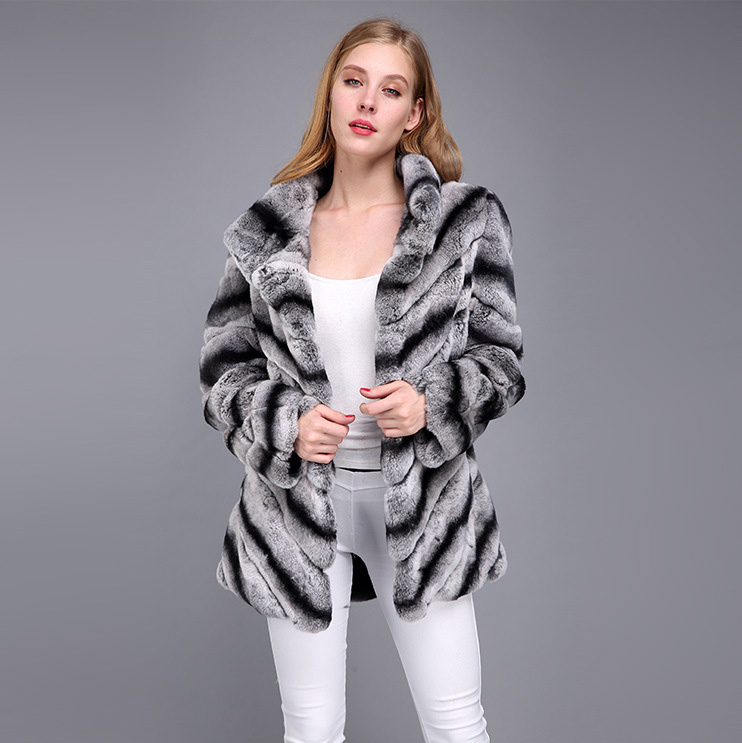 Rex Rabbit Fur Coat with Chinchilla Look 951 Details 6