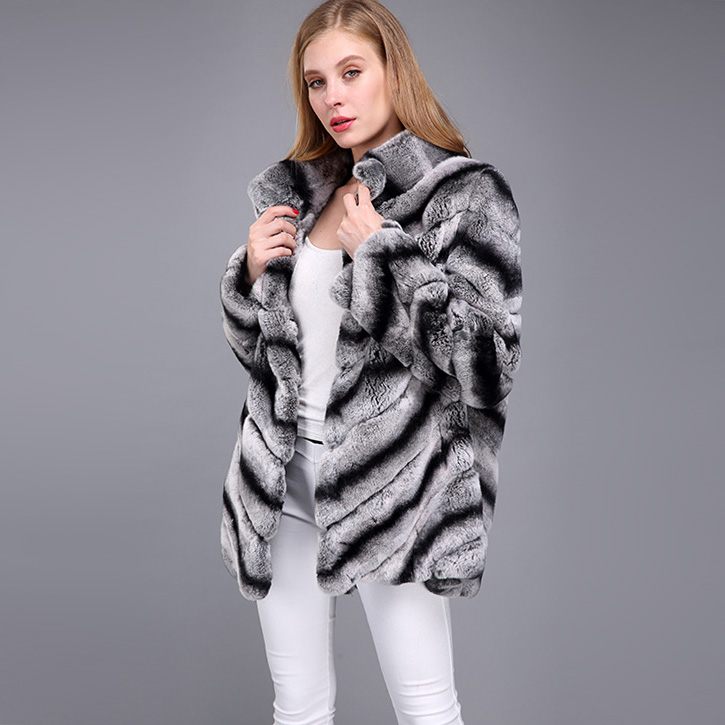Rex Rabbit Fur Coat with Chinchilla Look 951 Details 7