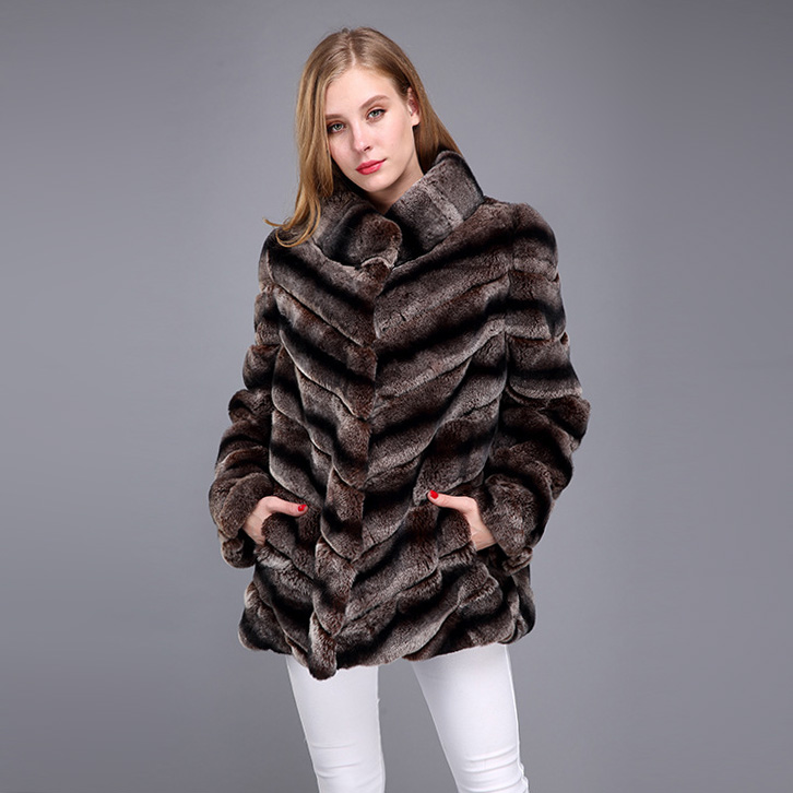 Rex Rabbit Fur Coat with Chinchilla Look 951 Details 9