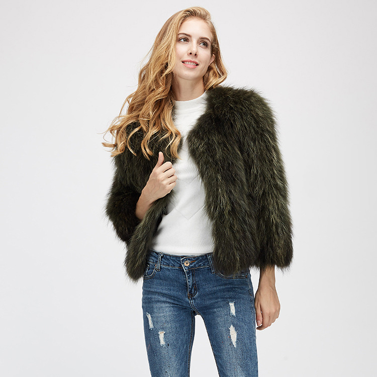 Cropped Raccoon Fur Jacket 972 Details 3