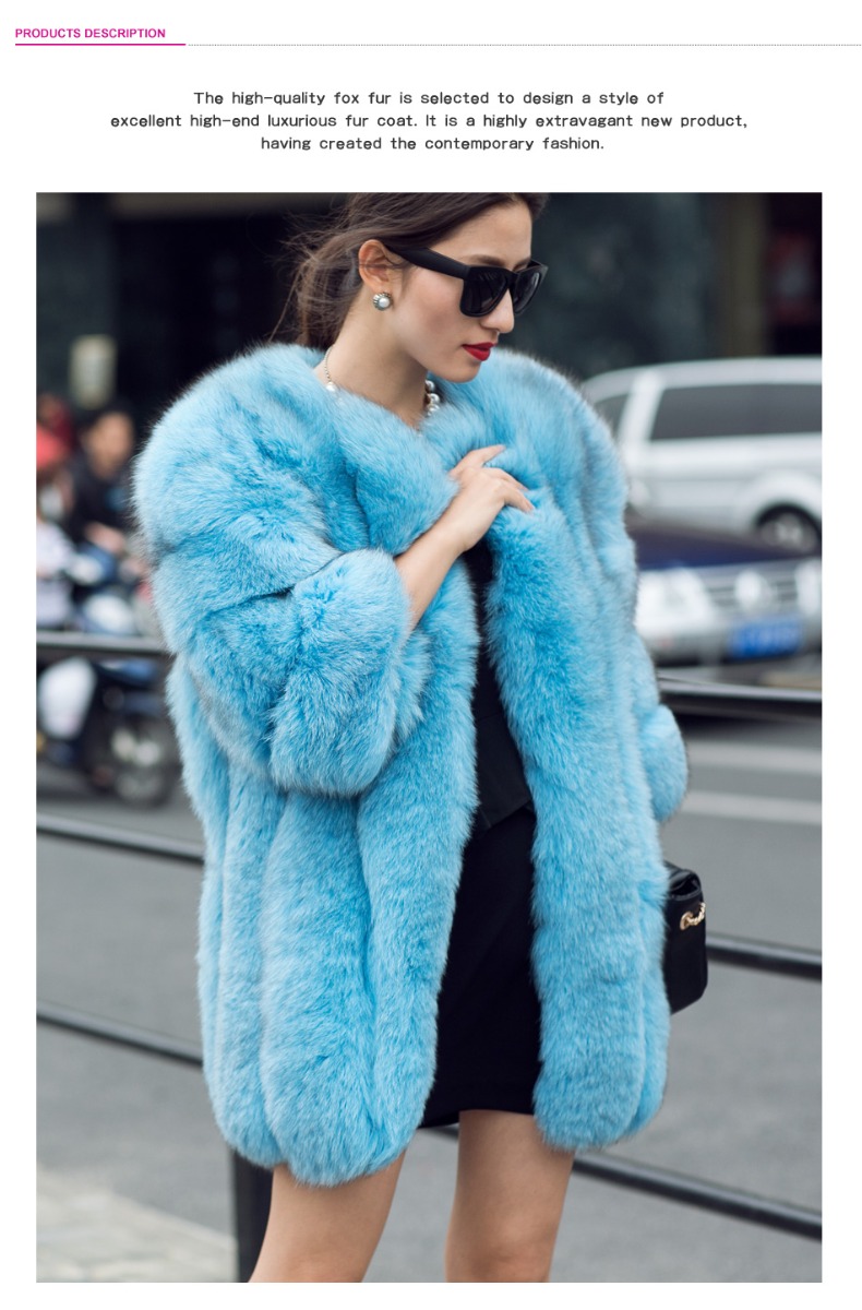 Fox Fur Coat in Blue