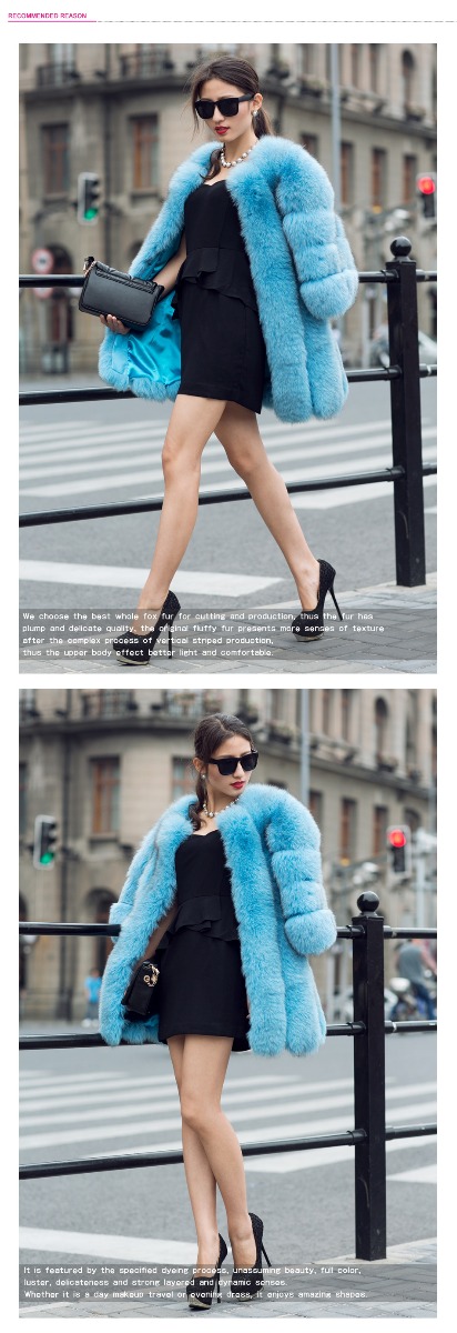 Fox Fur Coat in Blue