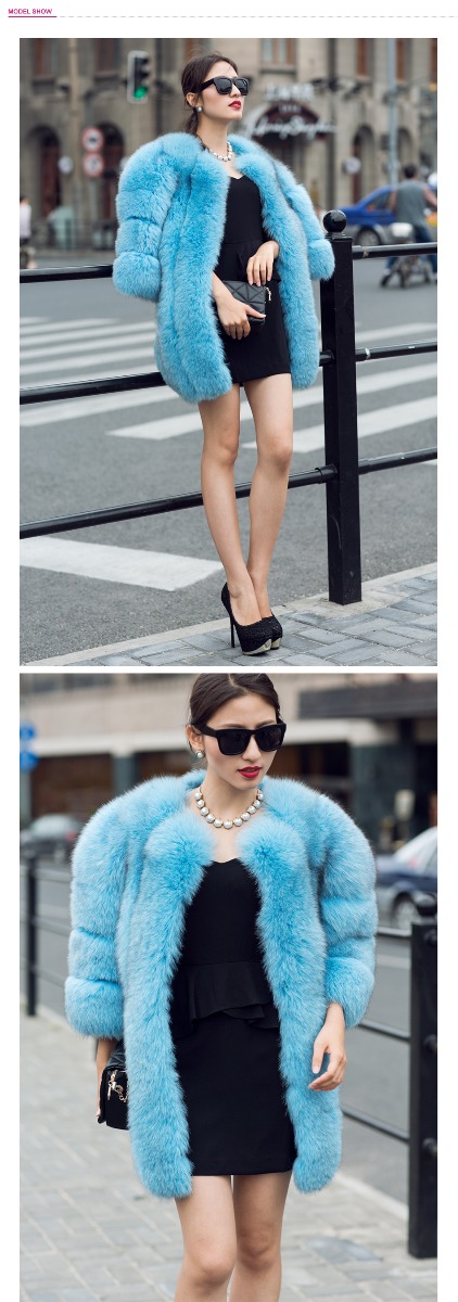 Fox Fur Coat in Blue
