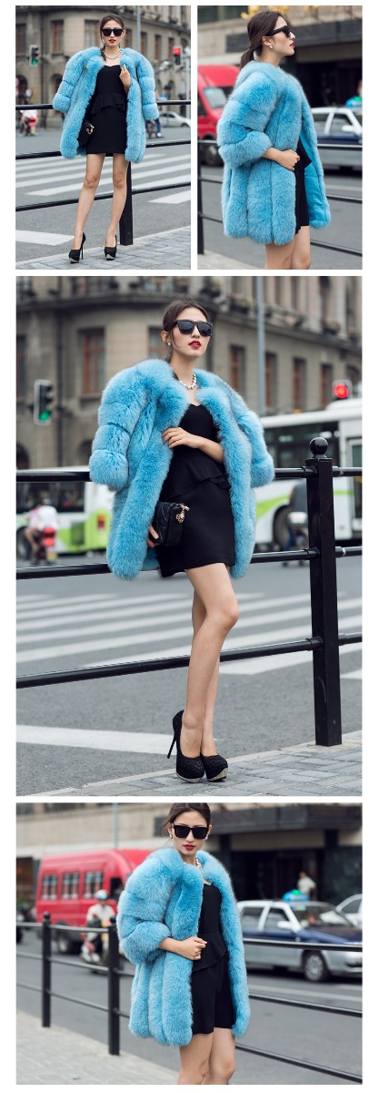 Fox Fur Coat in Blue