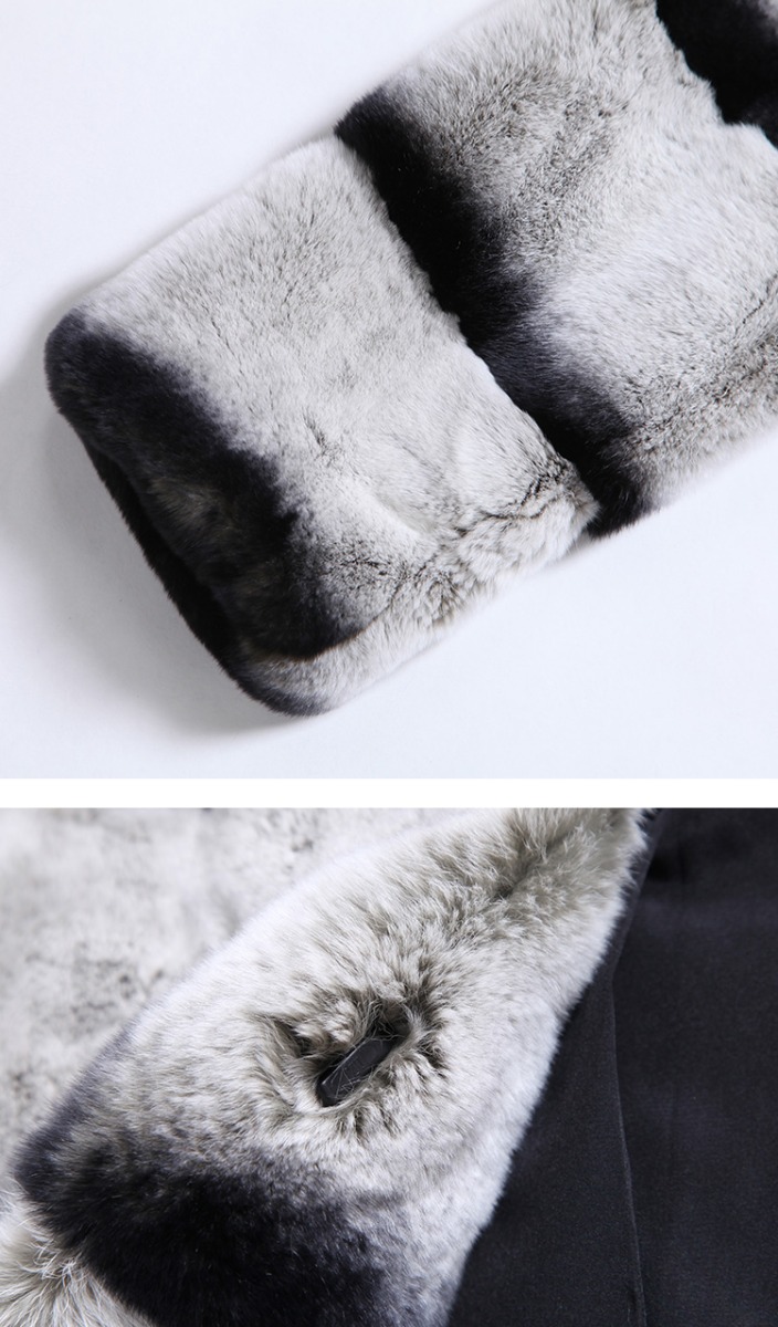 Rex Rabbit Fur Coat with Chinchilla Look