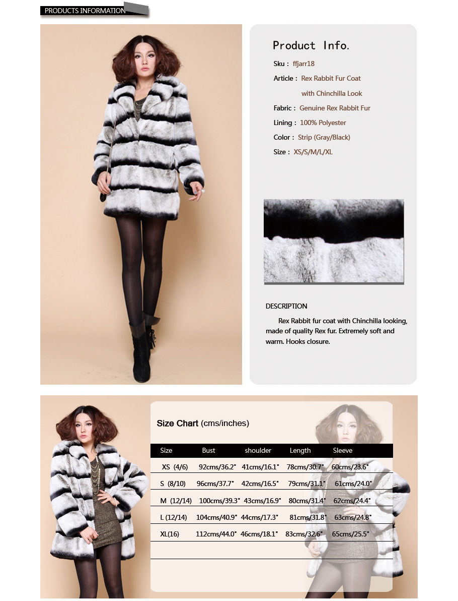 Rex Rabbit Fur Coat with Chinchilla Look